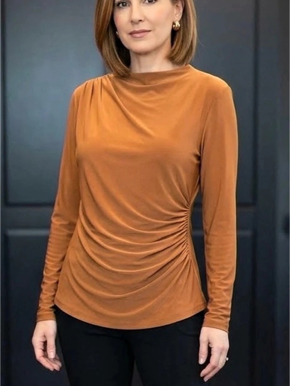Frank Lyman Long Sleeve Ruched Top. Size 12 Like New